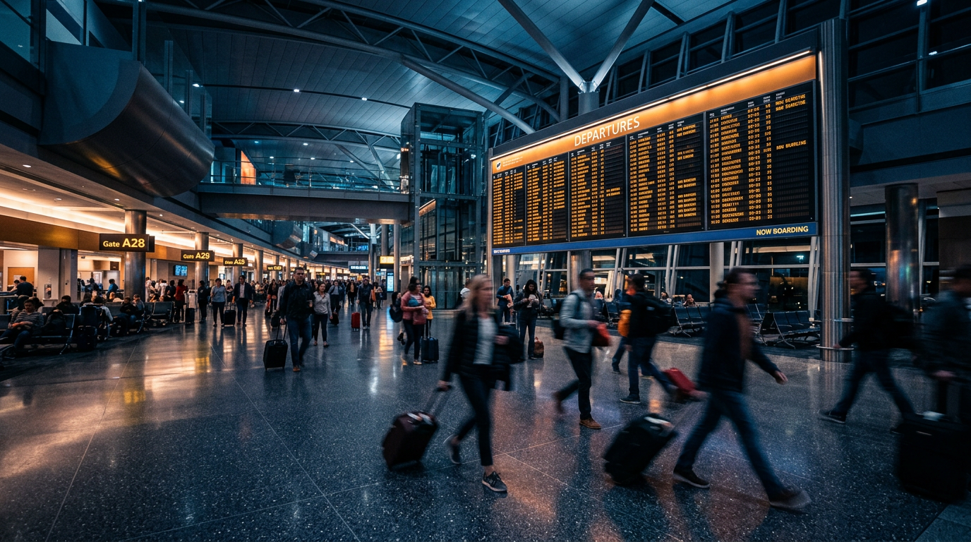 Airport departure hall view