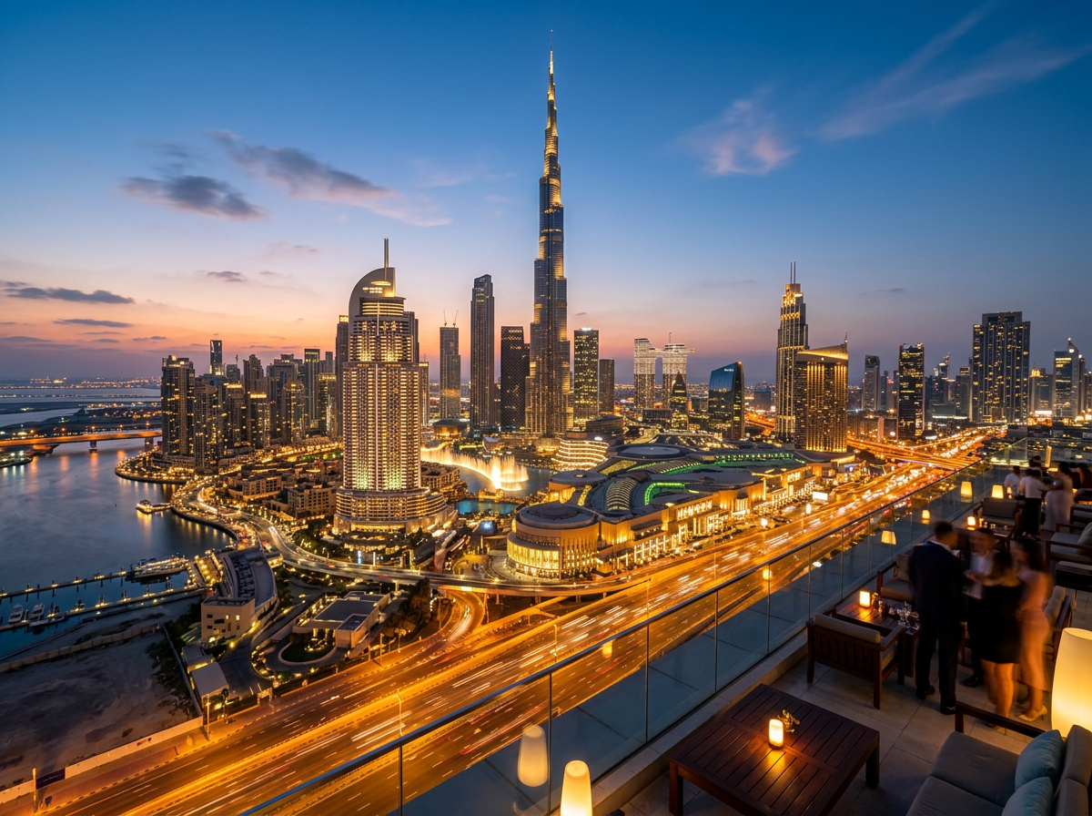 Dubai skyline at twilight